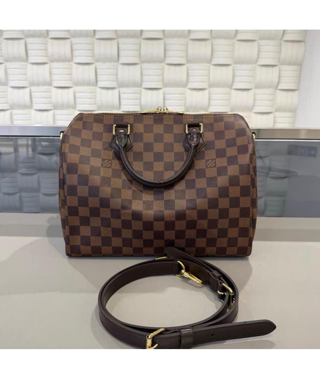 LOUIS VUITTON Коричневая кожаная сумка через плечо, фото 2