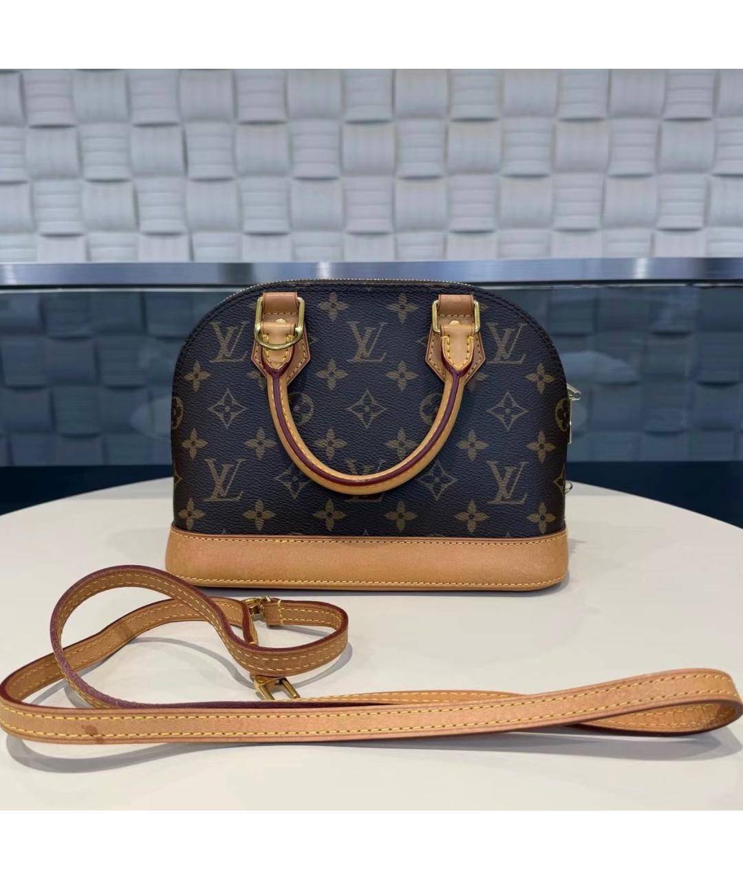 LOUIS VUITTON Коричневая кожаная сумка через плечо, фото 8