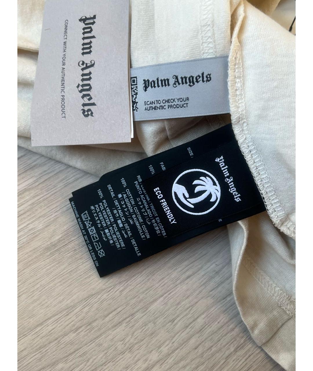 PALM ANGELS Бежевая хлопковая футболка, фото 4