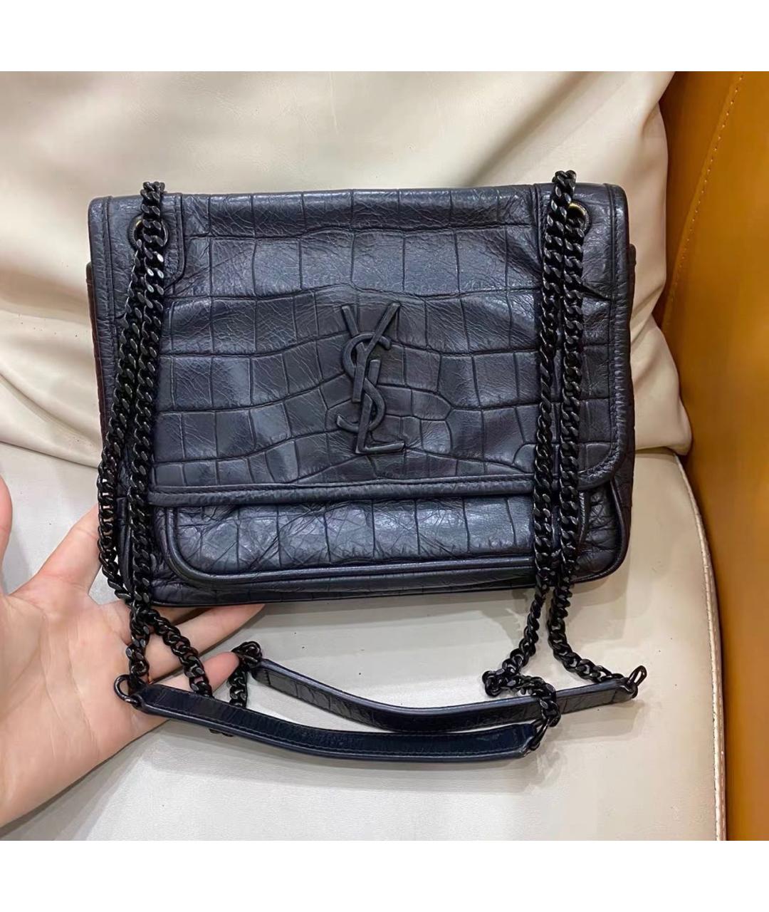 SAINT LAURENT Черная кожаная сумка тоут, фото 8