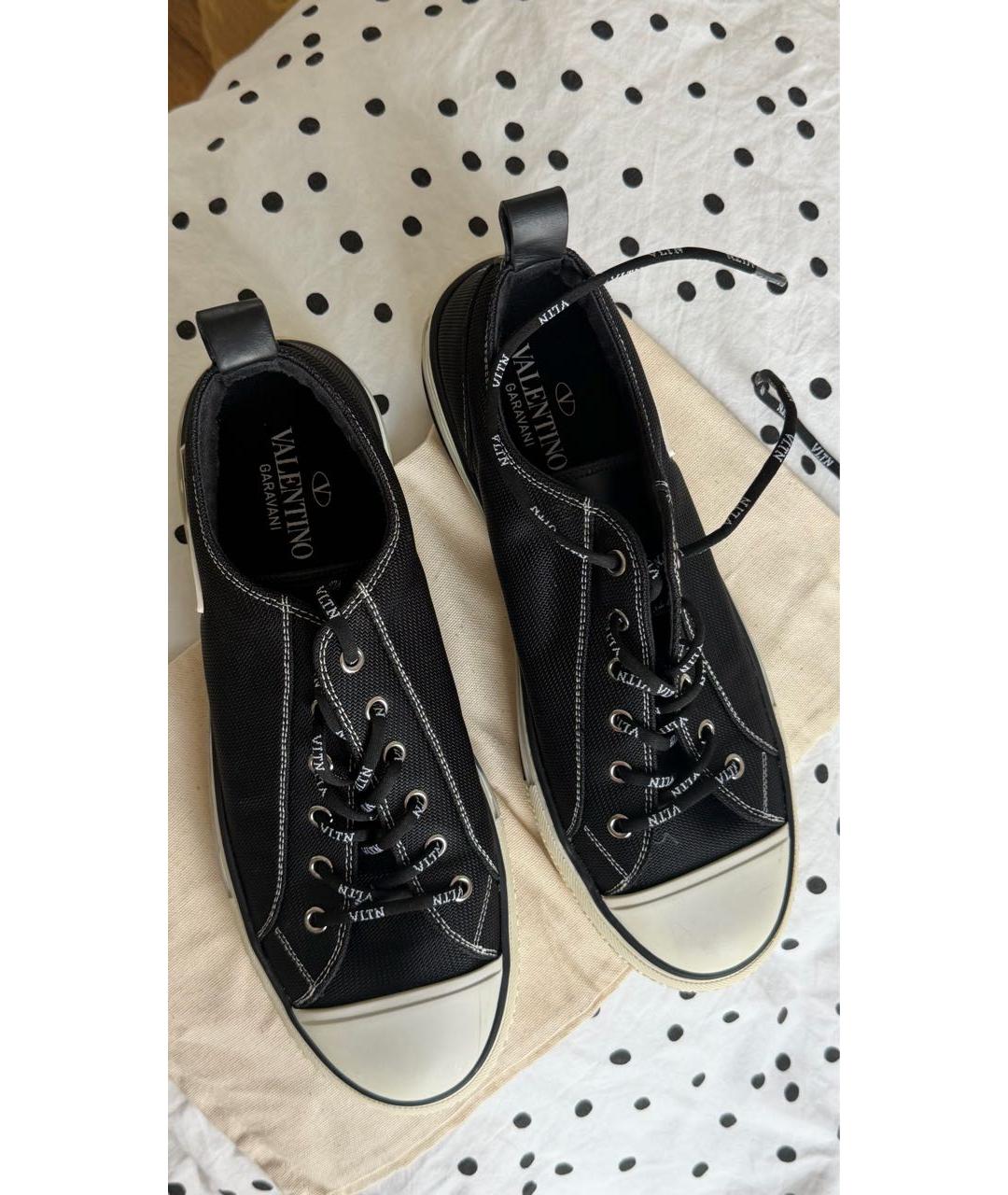VALENTINO Черные текстильные низкие кроссовки / кеды, фото 3