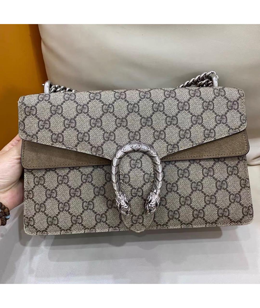 GUCCI Бежевая замшевая сумка через плечо, фото 9