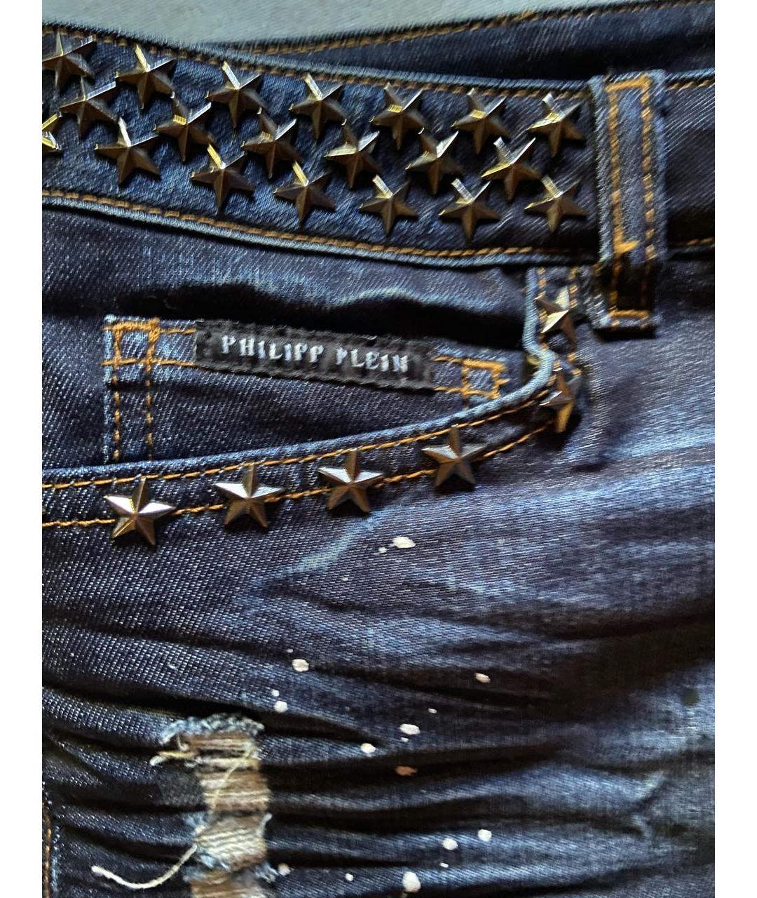 PHILIPP PLEIN Темно-синие деним шорты, фото 3