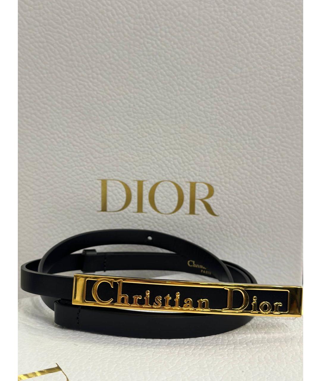 CHRISTIAN DIOR Черный кожаный ремень, фото 3