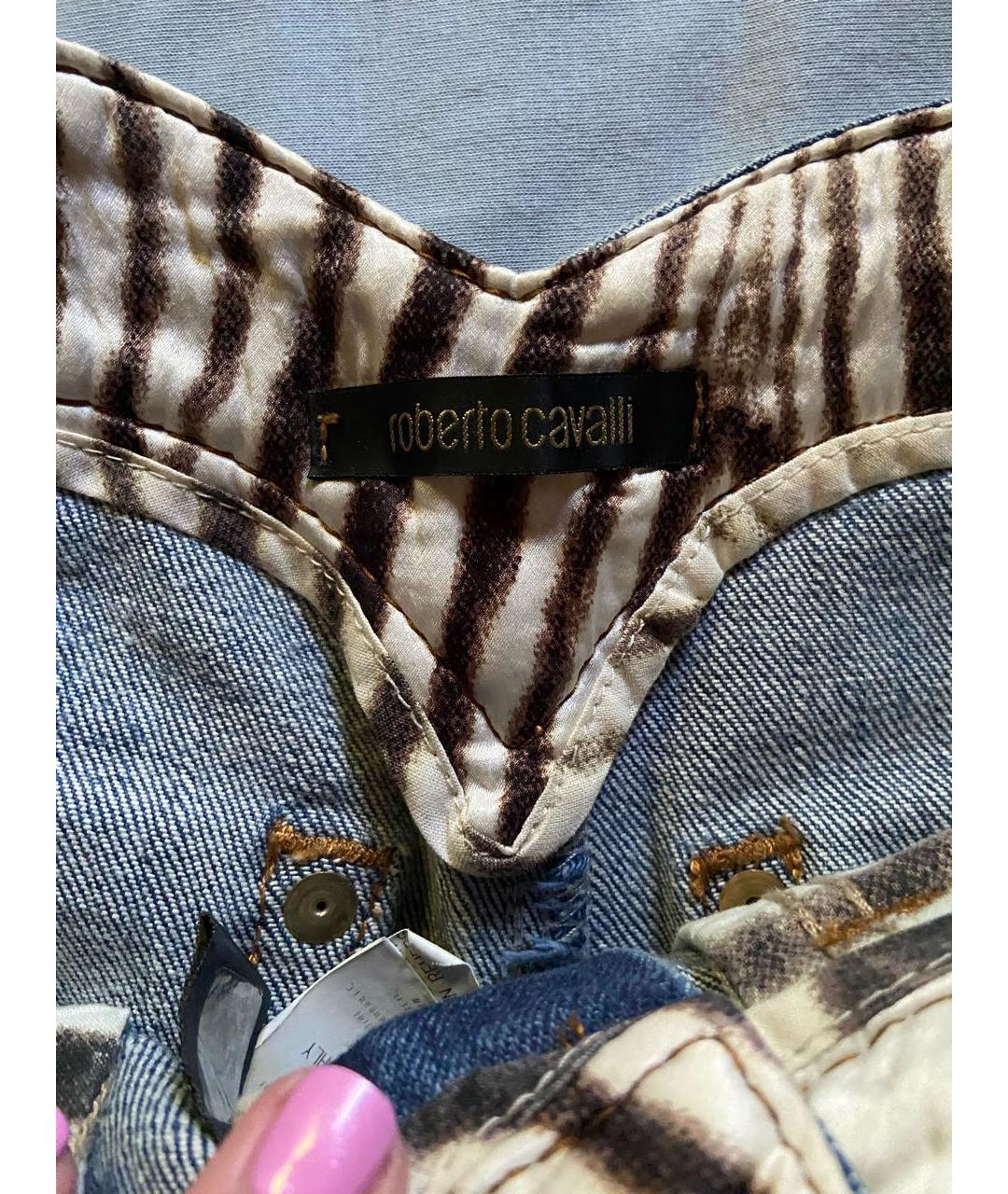 ROBERTO CAVALLI Темно-синие деним шорты, фото 3