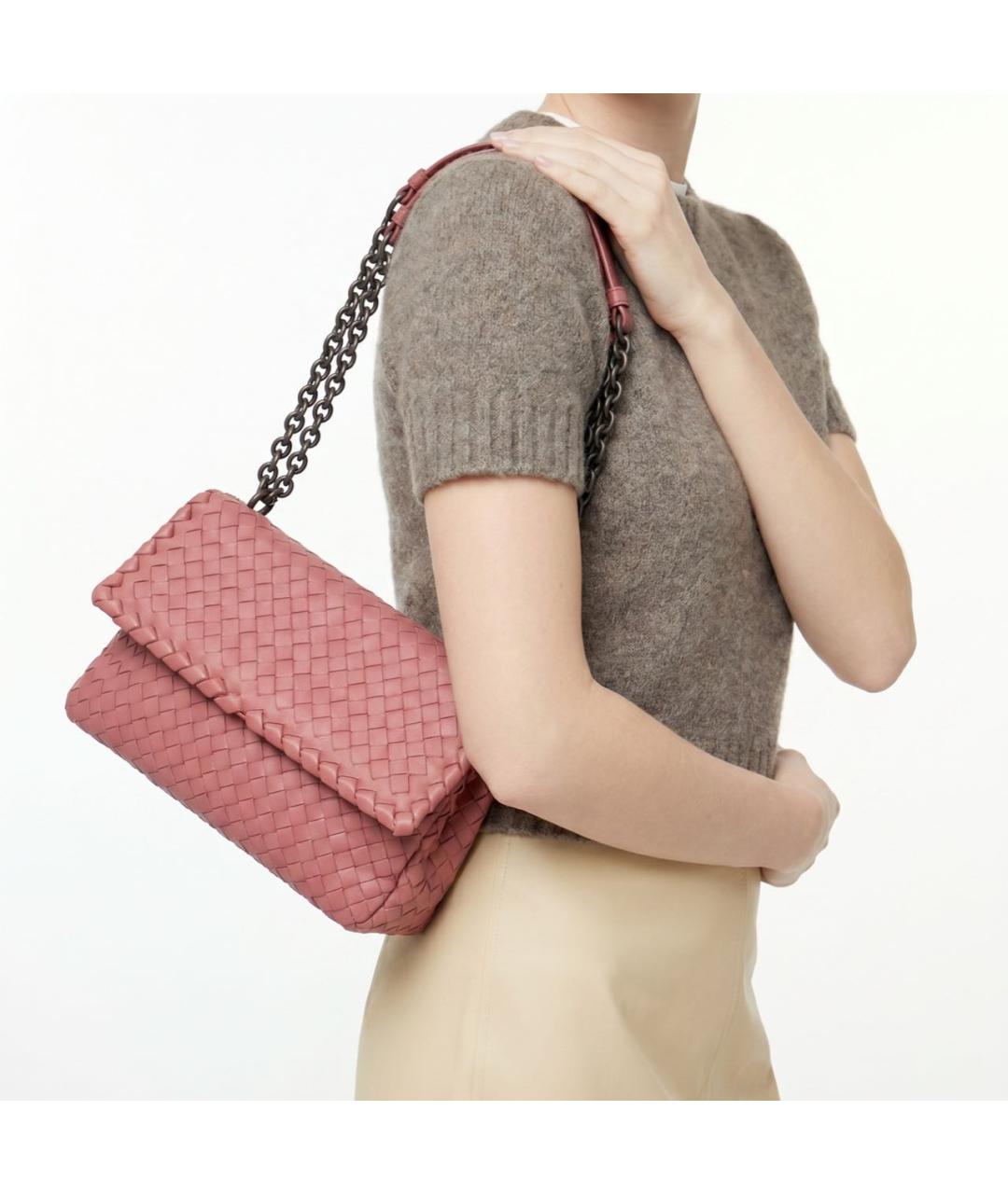 BOTTEGA VENETA Розовая кожаная сумка через плечо, фото 5