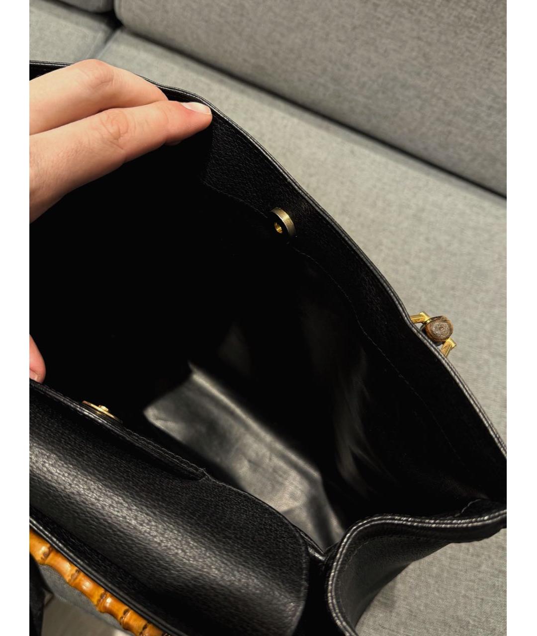 GUCCI Черная кожаная сумка с короткими ручками, фото 8