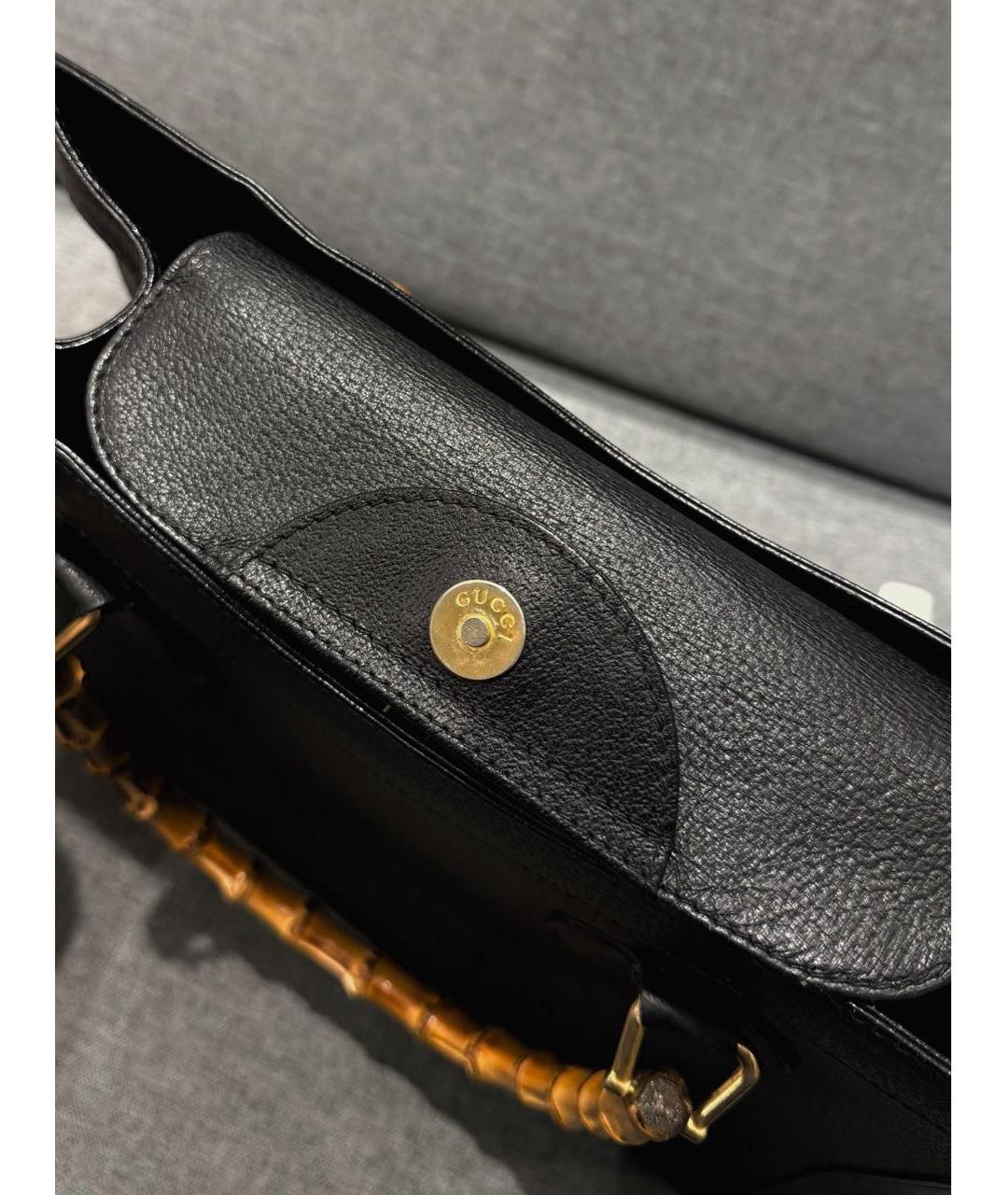 GUCCI Черная кожаная сумка с короткими ручками, фото 7