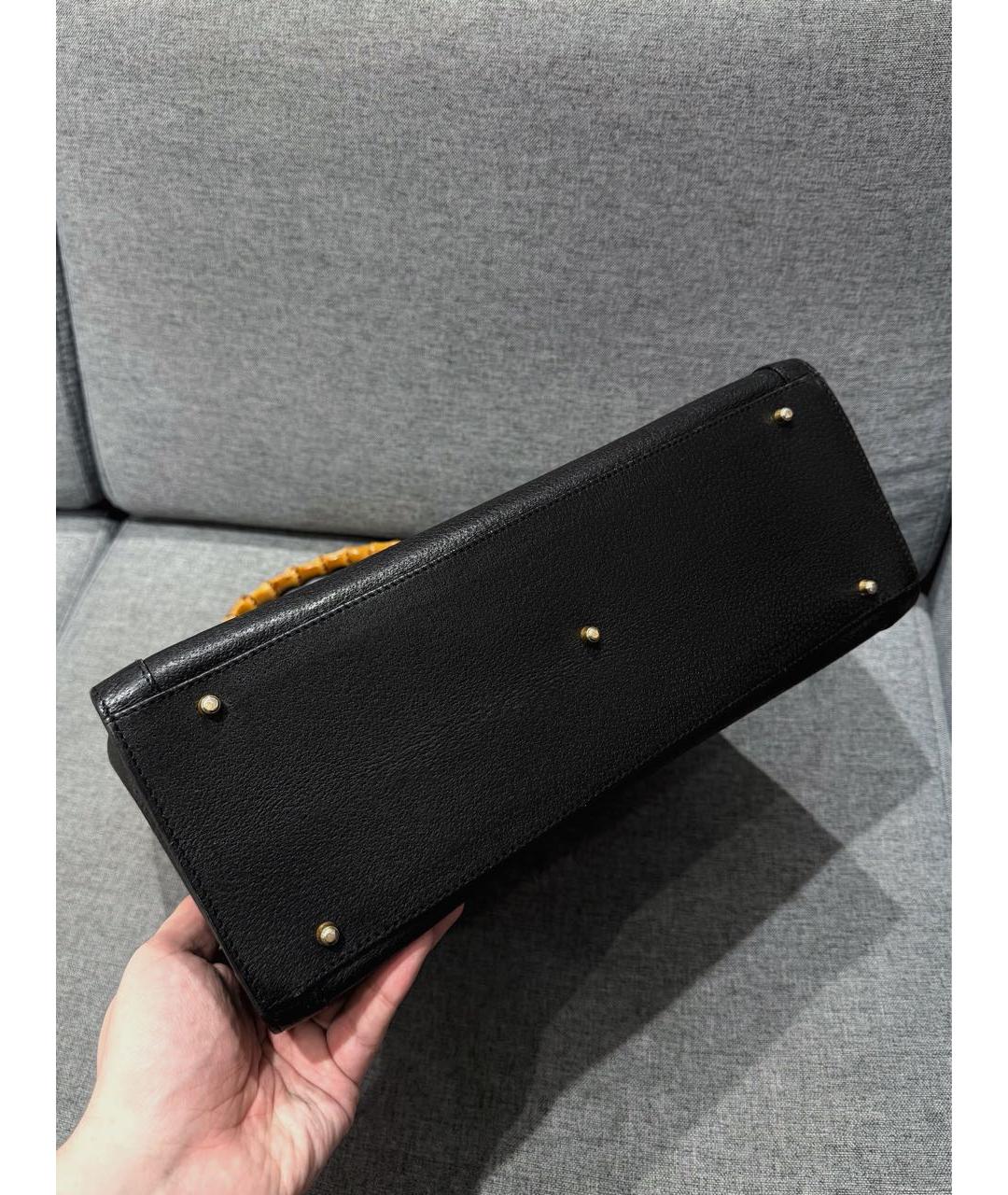 GUCCI Черная кожаная сумка с короткими ручками, фото 4