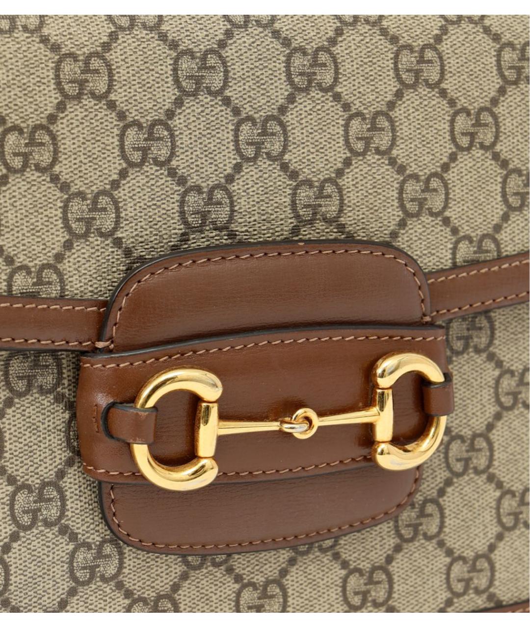 GUCCI Коричневая сумка с короткими ручками из канвы, фото 6