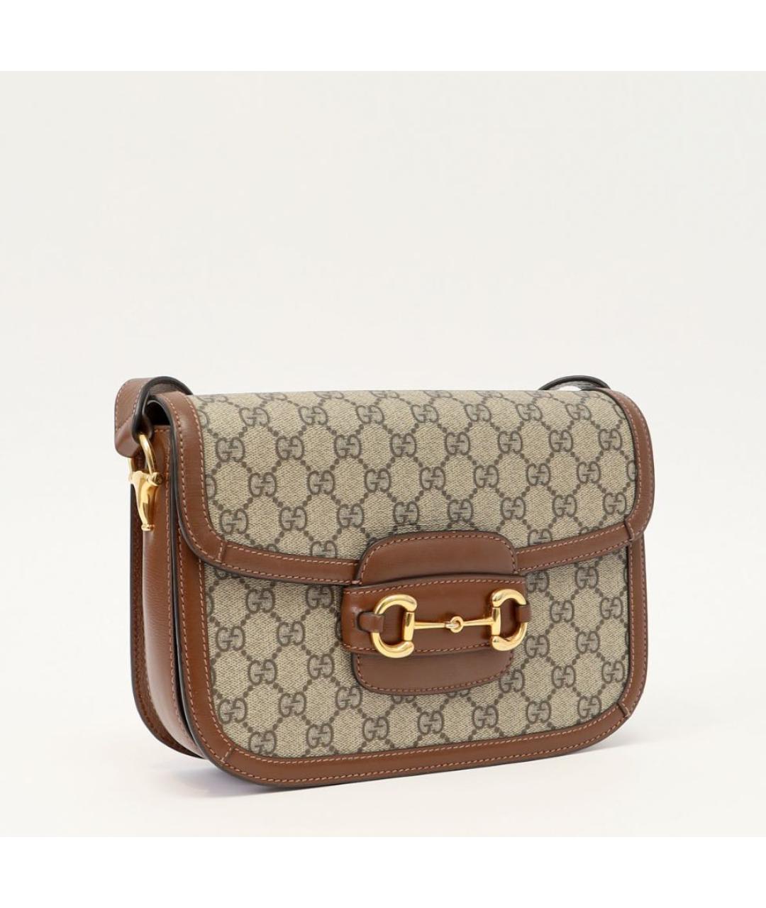 GUCCI Коричневая сумка с короткими ручками из канвы, фото 2