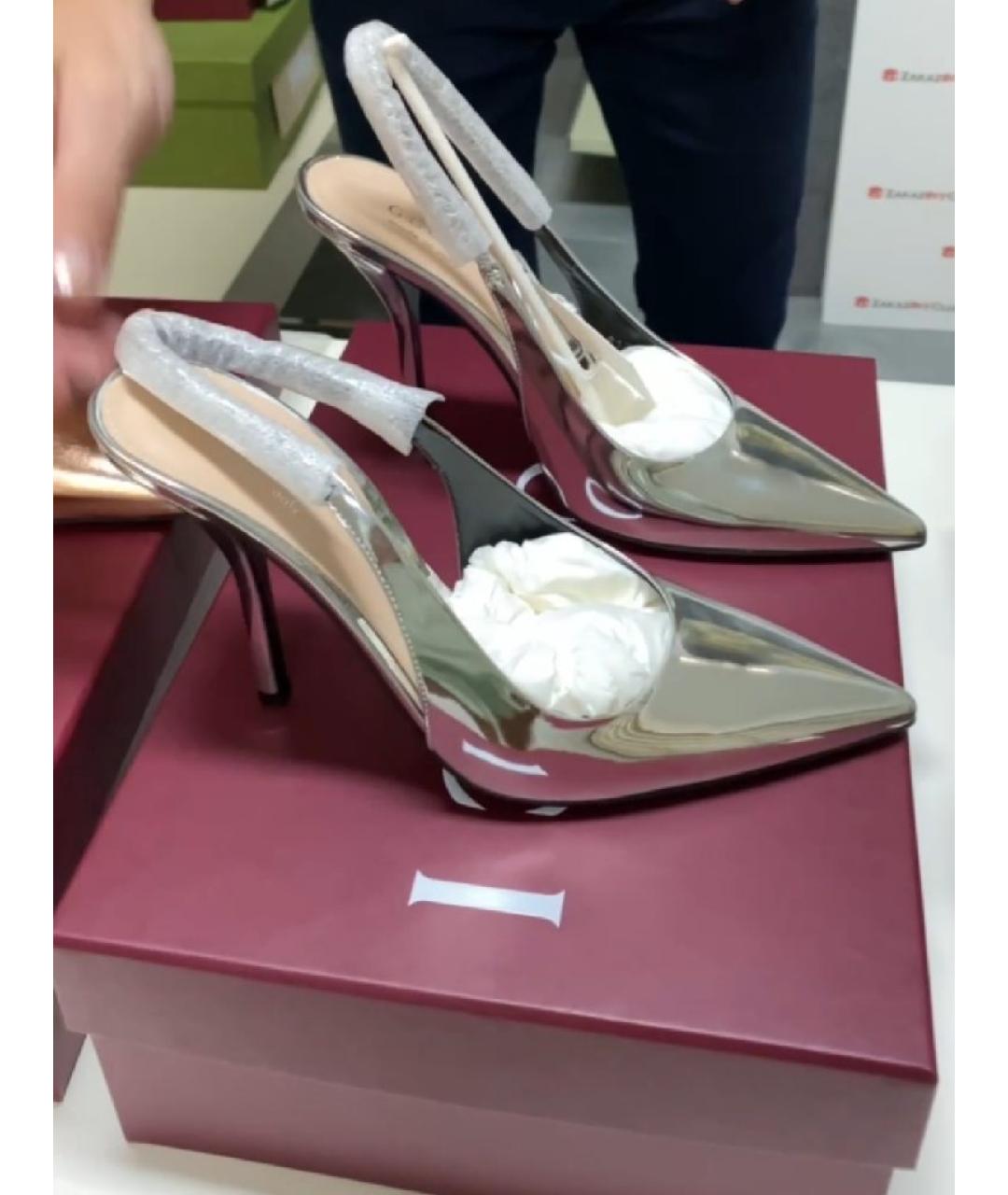 GUCCI Серебряные кожаные туфли, фото 7