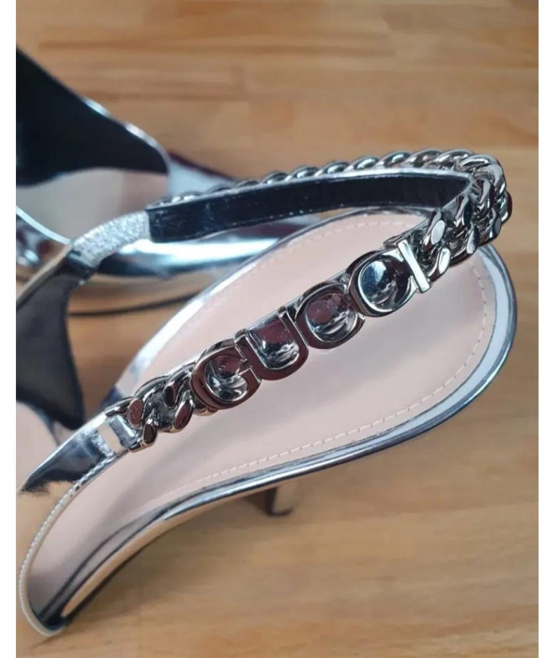 GUCCI Серебряные кожаные туфли, фото 6