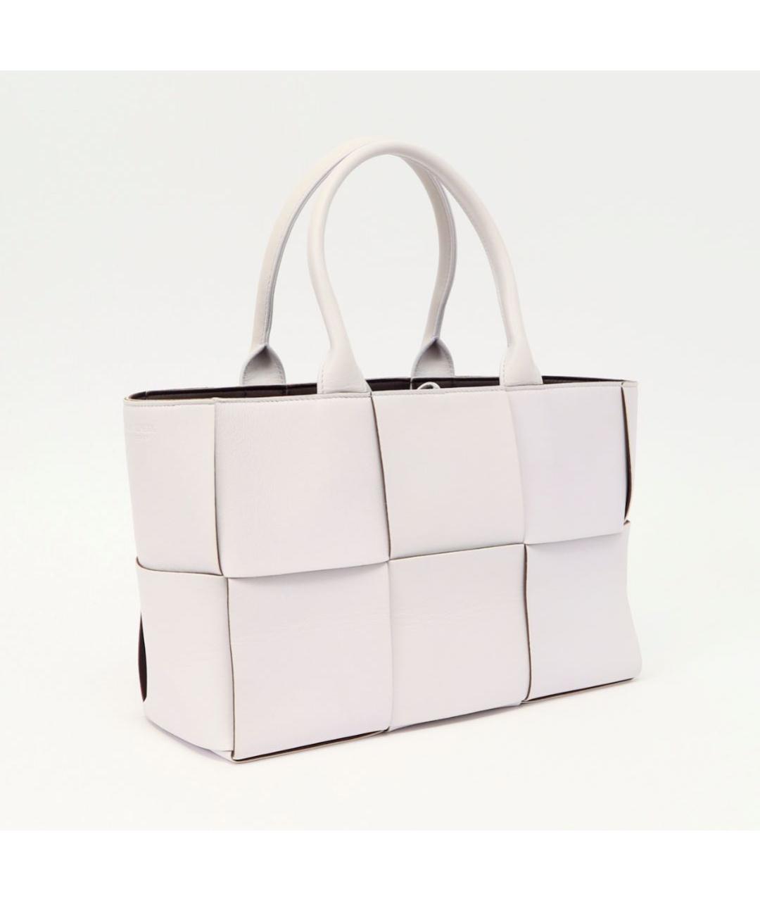 BOTTEGA VENETA Белая кожаная сумка с короткими ручками, фото 2