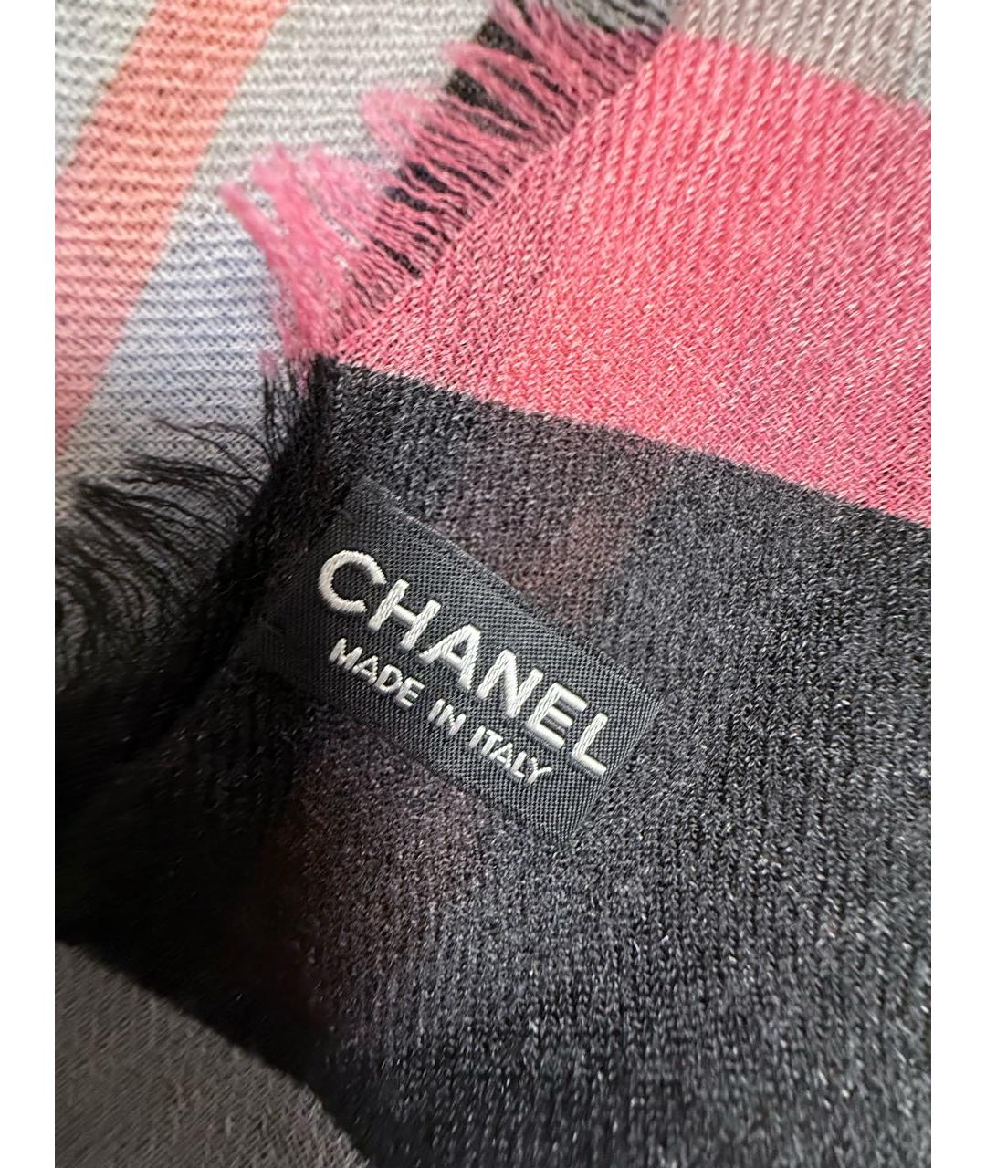 CHANEL Черный кашемировый шарф, фото 5