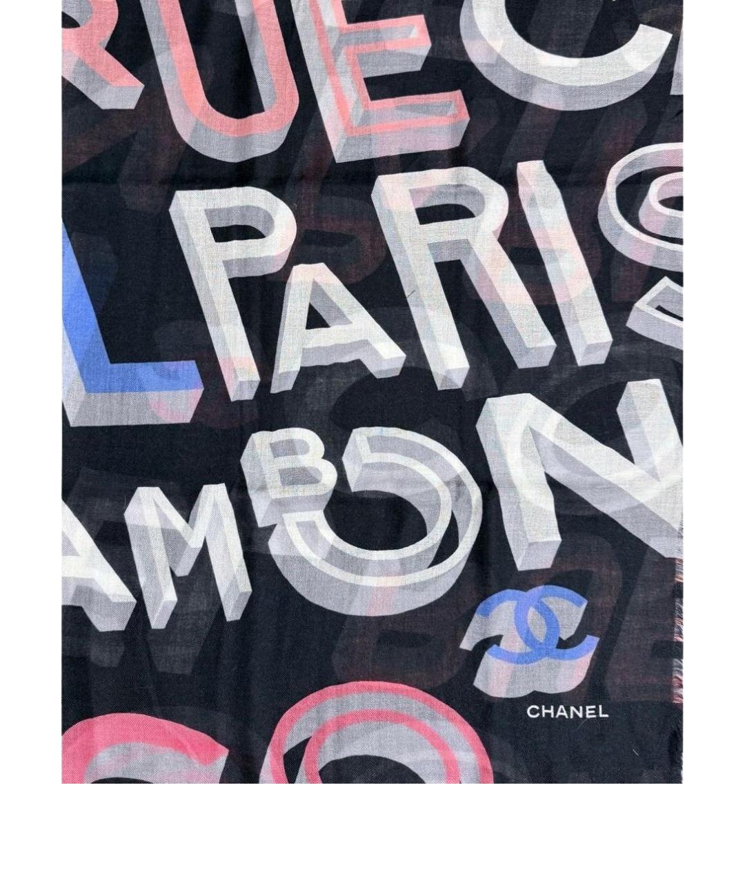 CHANEL Черный кашемировый шарф, фото 1