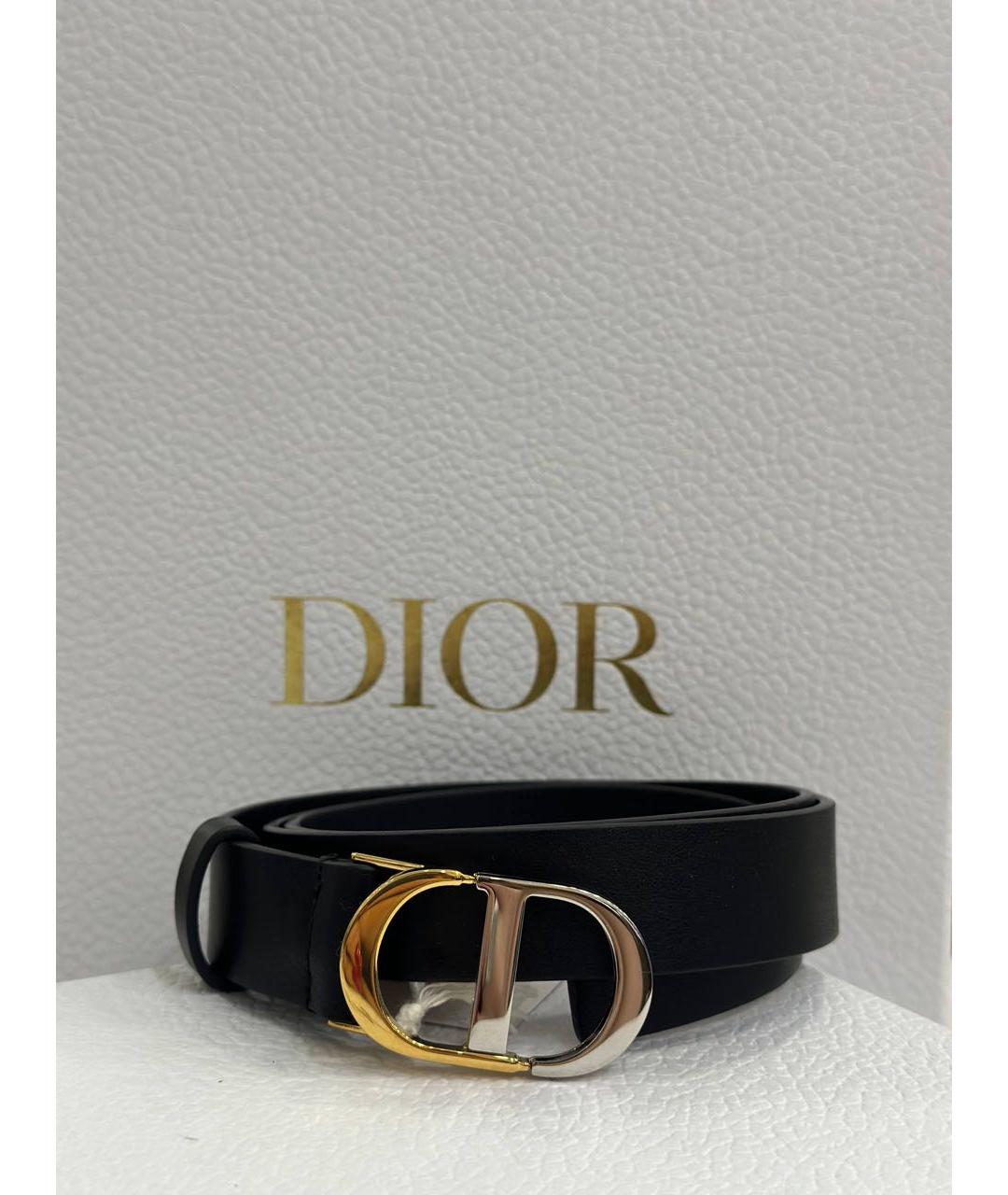 CHRISTIAN DIOR Черный кожаный ремень, фото 2