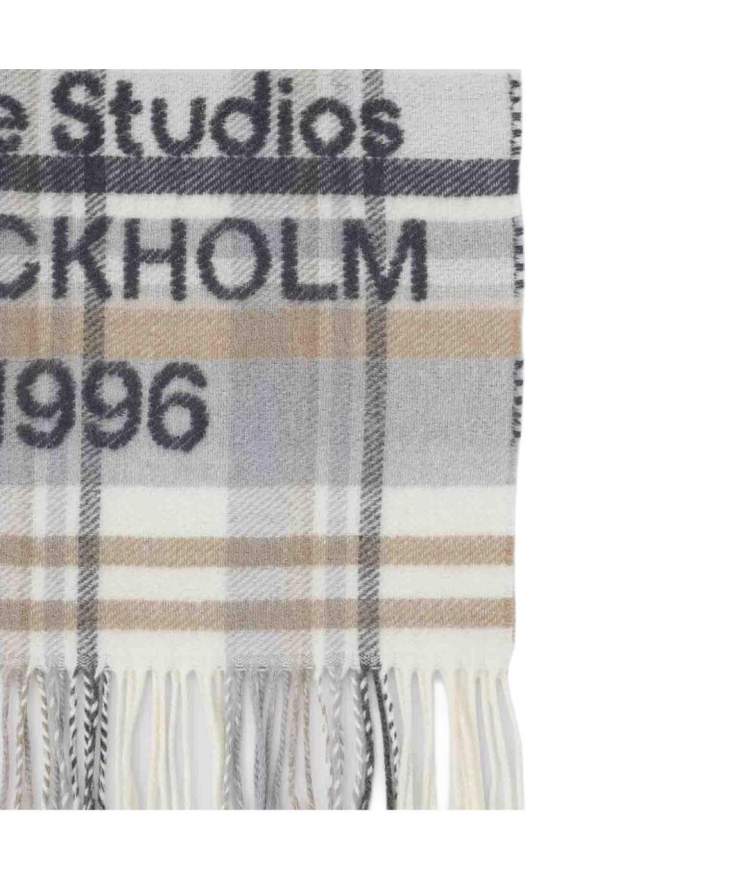 ACNE STUDIOS Серый шерстяной шарф, фото 2