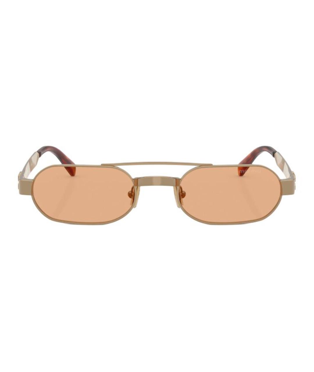 MIU MIU Бежевые металлические солнцезащитные очки, фото 2