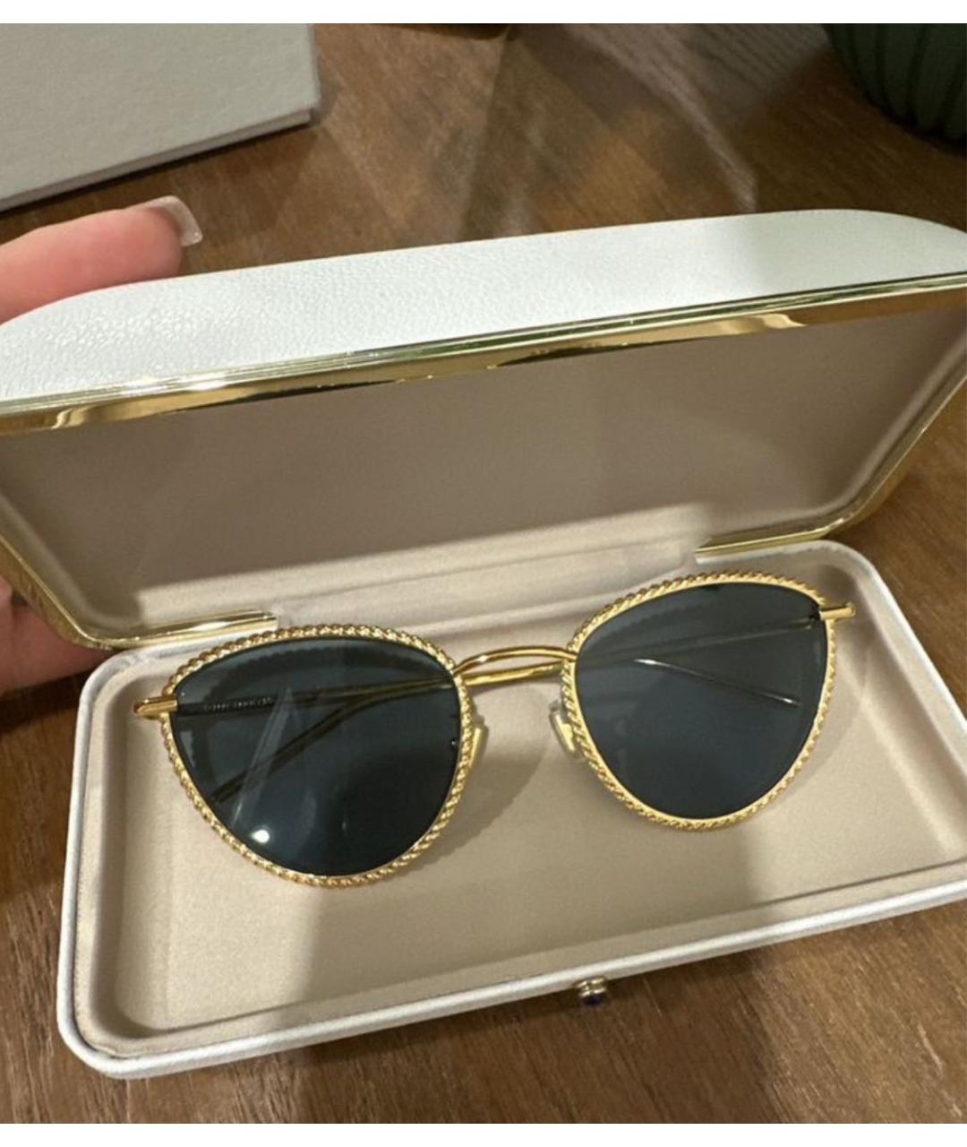 BOUCHERON Золотые металлические солнцезащитные очки, фото 2