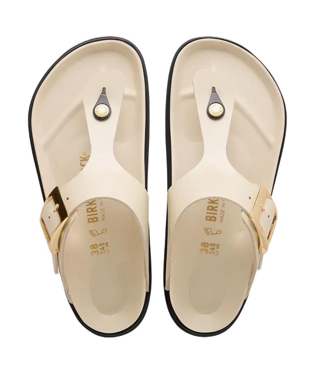 BIRKENSTOCK Бежевые кожаные шлепанцы, фото 3