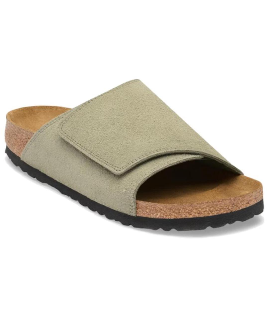 BIRKENSTOCK Хаки замшевые шлепанцы, фото 2
