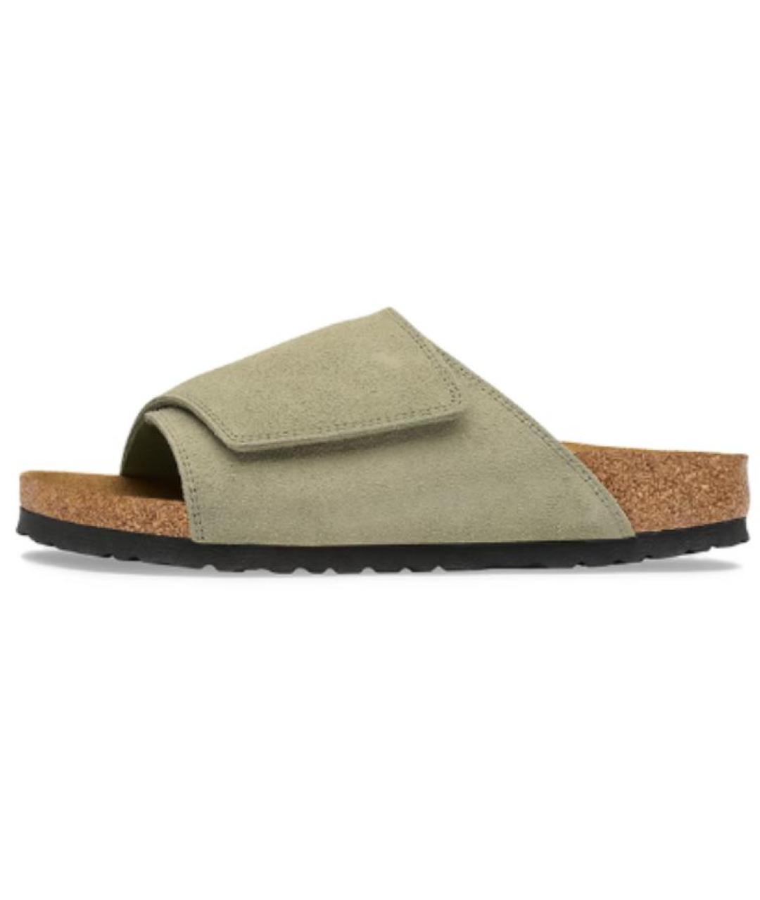 BIRKENSTOCK Хаки замшевые шлепанцы, фото 4