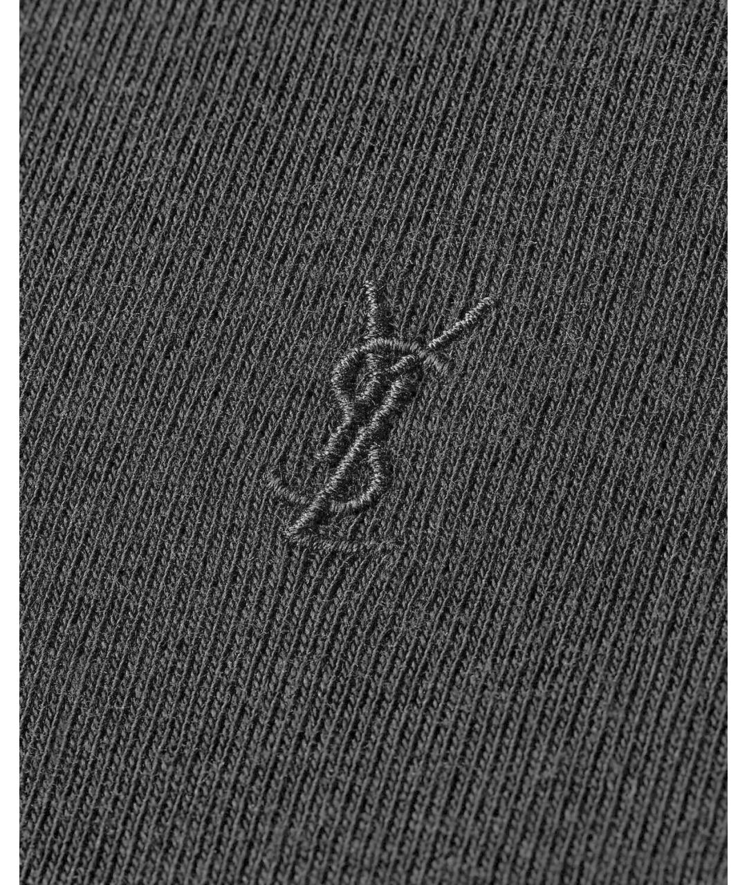 SAINT LAURENT Черная хлопковая футболка, фото 3