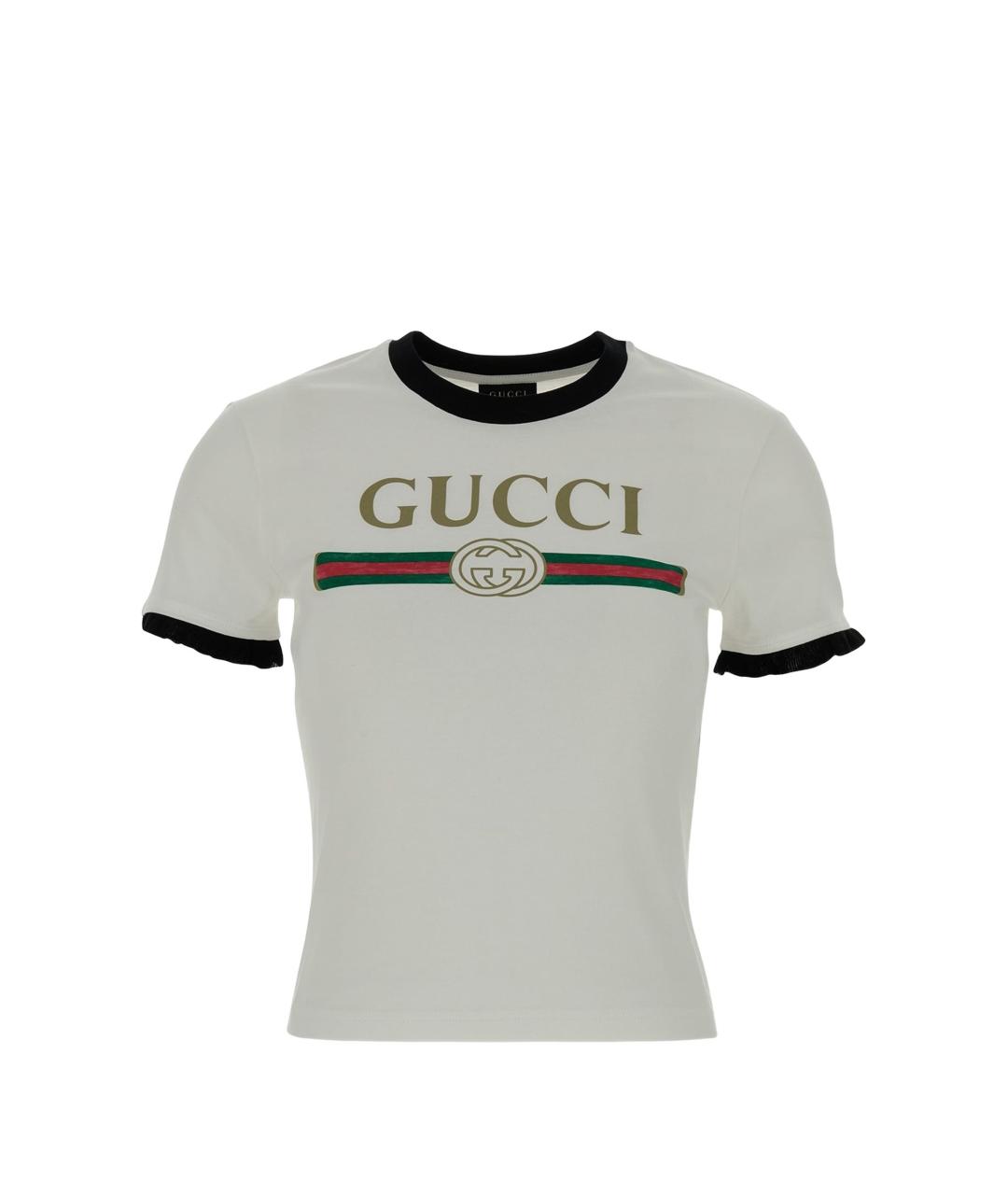 GUCCI Белая хлопковая футболка, фото 1