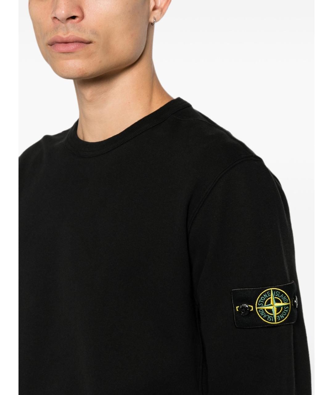 STONE ISLAND Черный хлопковый джемпер / свитер, фото 2