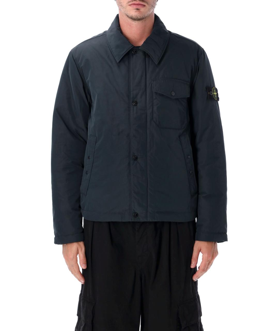 STONE ISLAND Темно-синяя полиэстеровая куртка, фото 1