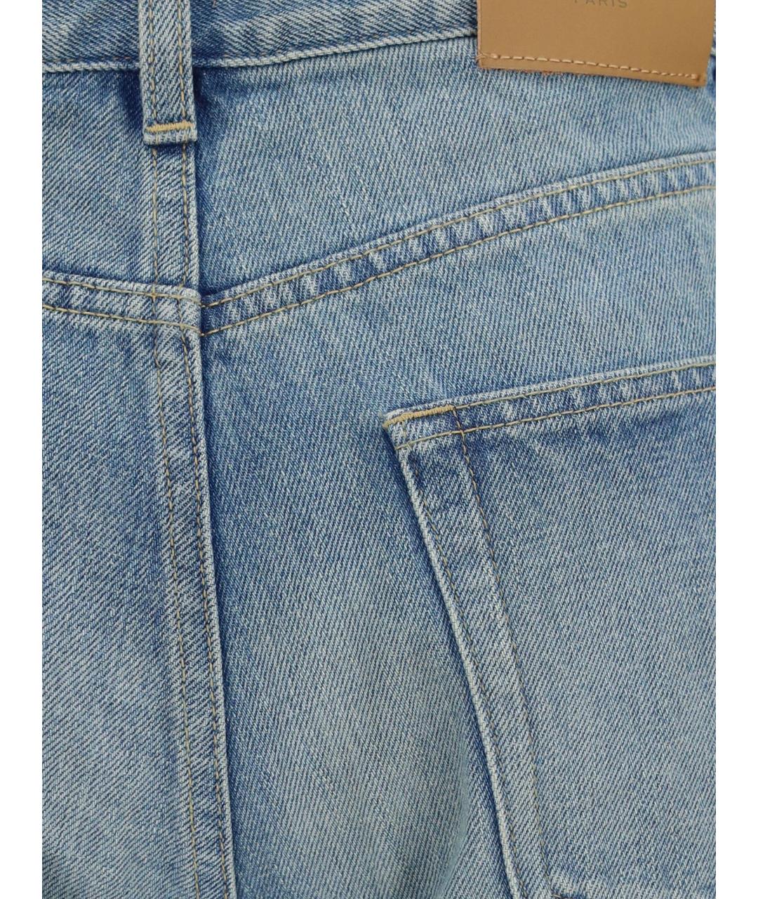 SAINT LAURENT Голубые хлопковые прямые джинсы, фото 2