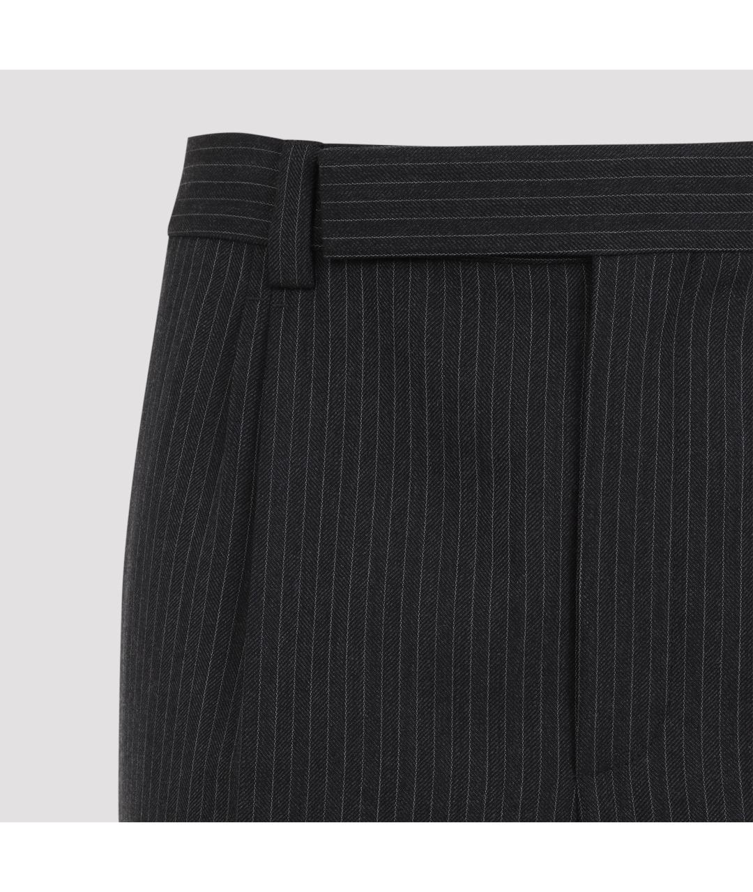 SAINT LAURENT Антрацитовые шерстяные классические брюки, фото 4