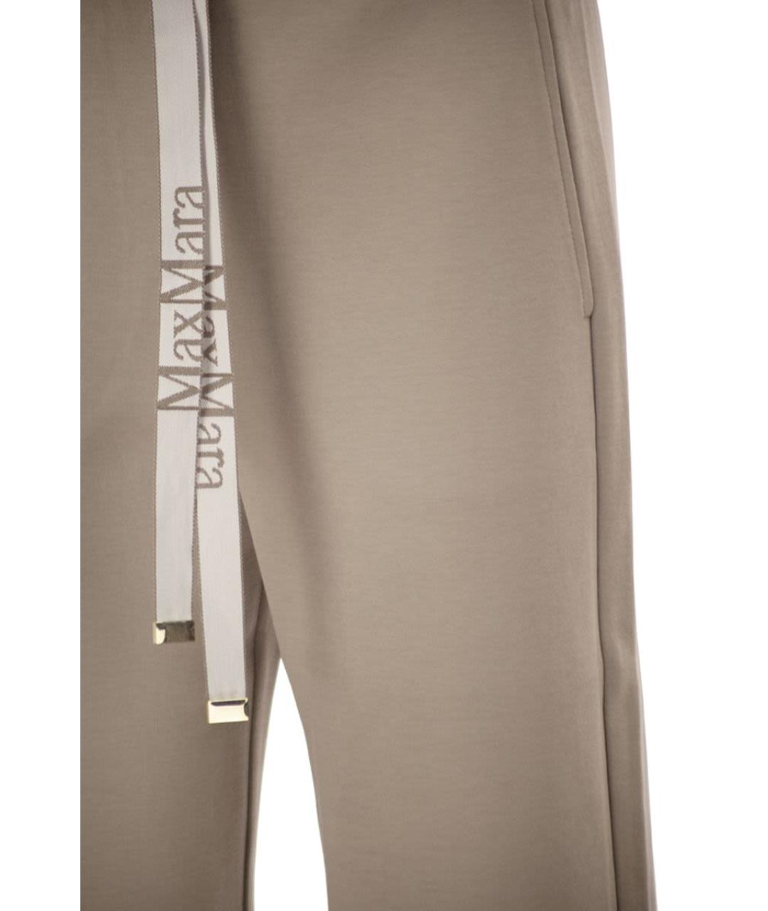 'S MAX MARA Бежевые хлопковые прямые брюки, фото 4