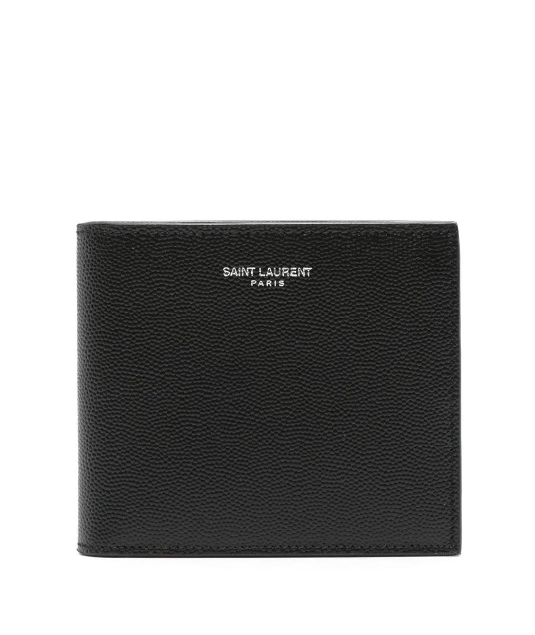 SAINT LAURENT Черный кожаный кошелек, фото 2