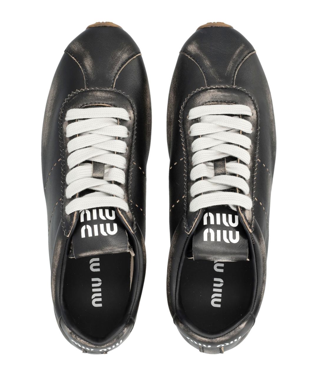 MIU MIU Черные кожаные кроссовки, фото 2