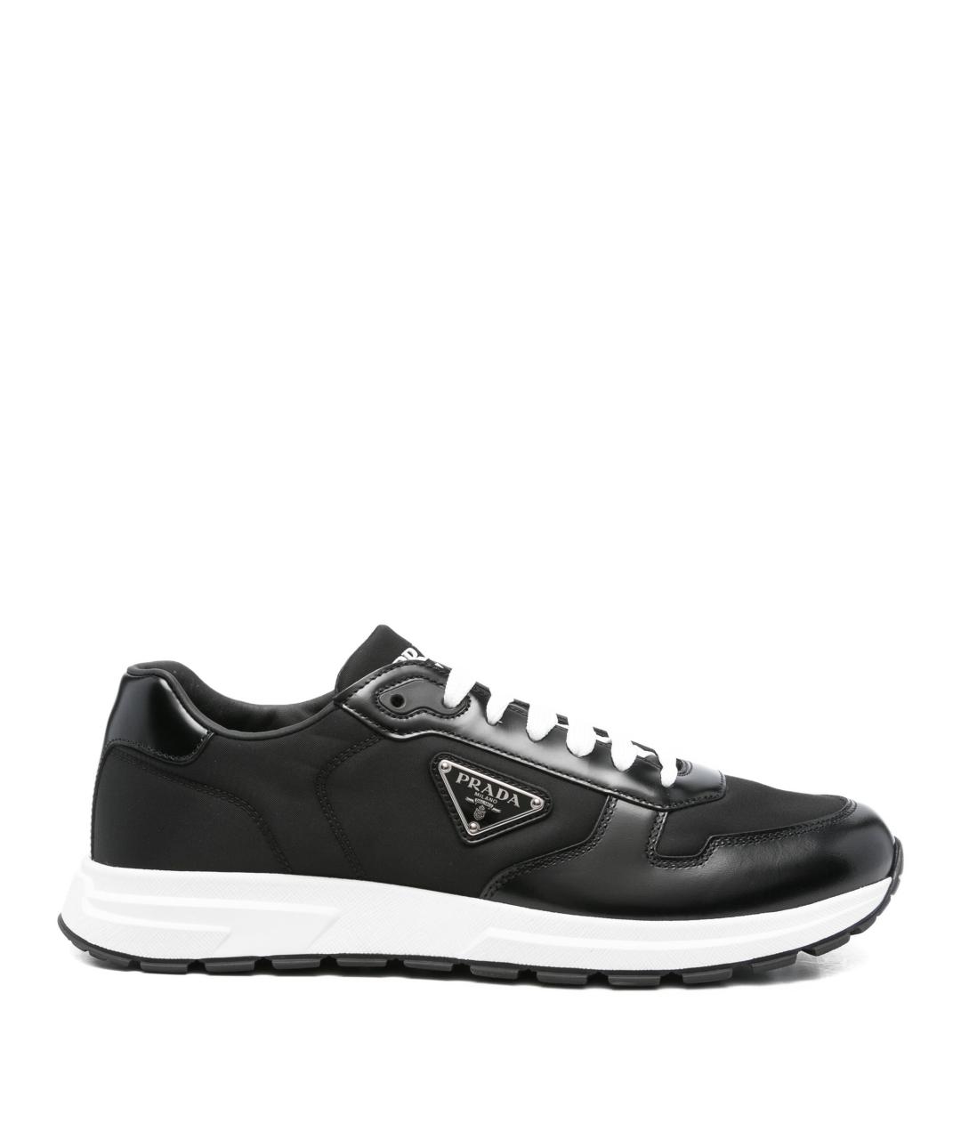 PRADA Черные текстильные низкие кроссовки / кеды, фото 1