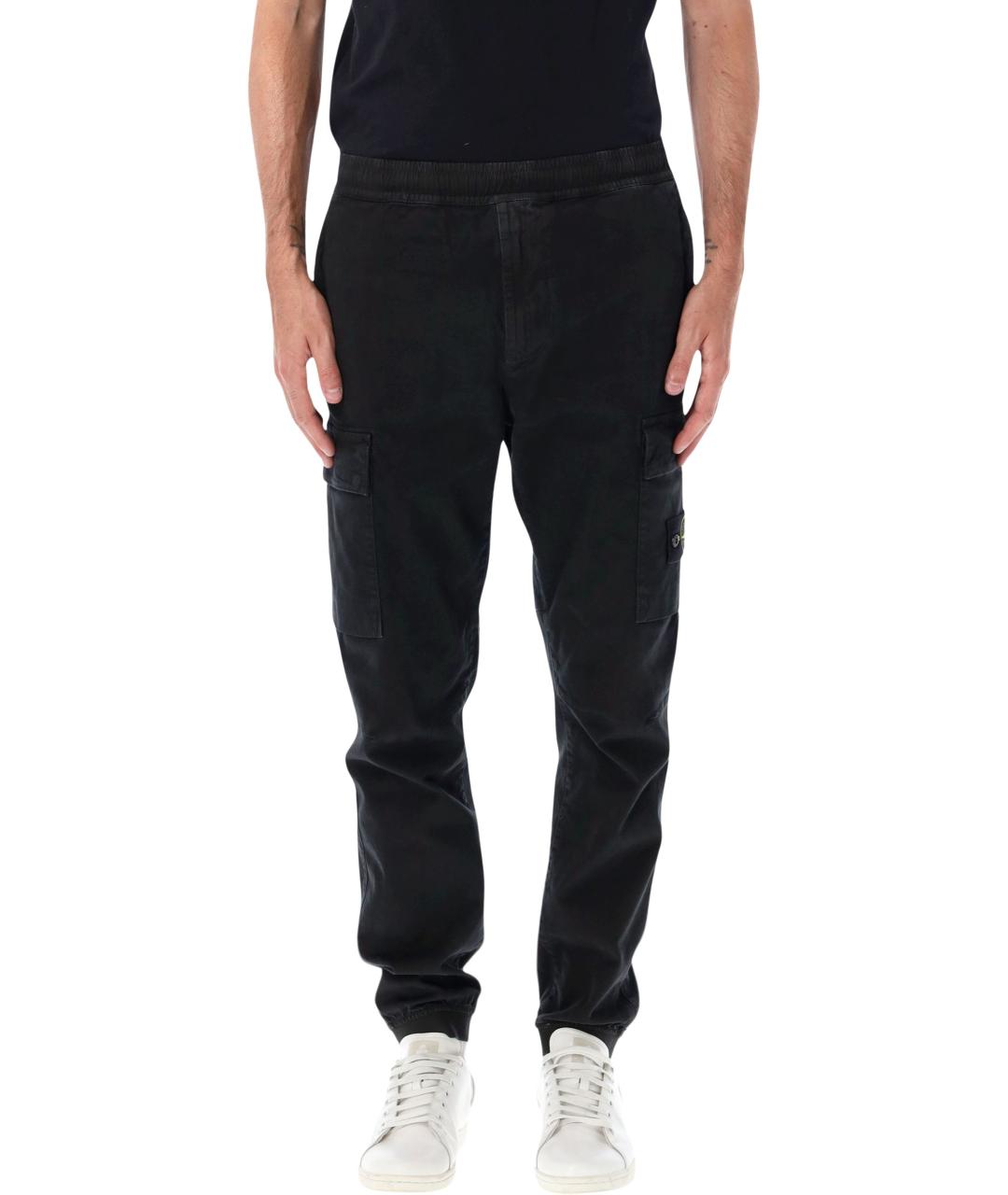 STONE ISLAND Черные хлопковые повседневные брюки, фото 1