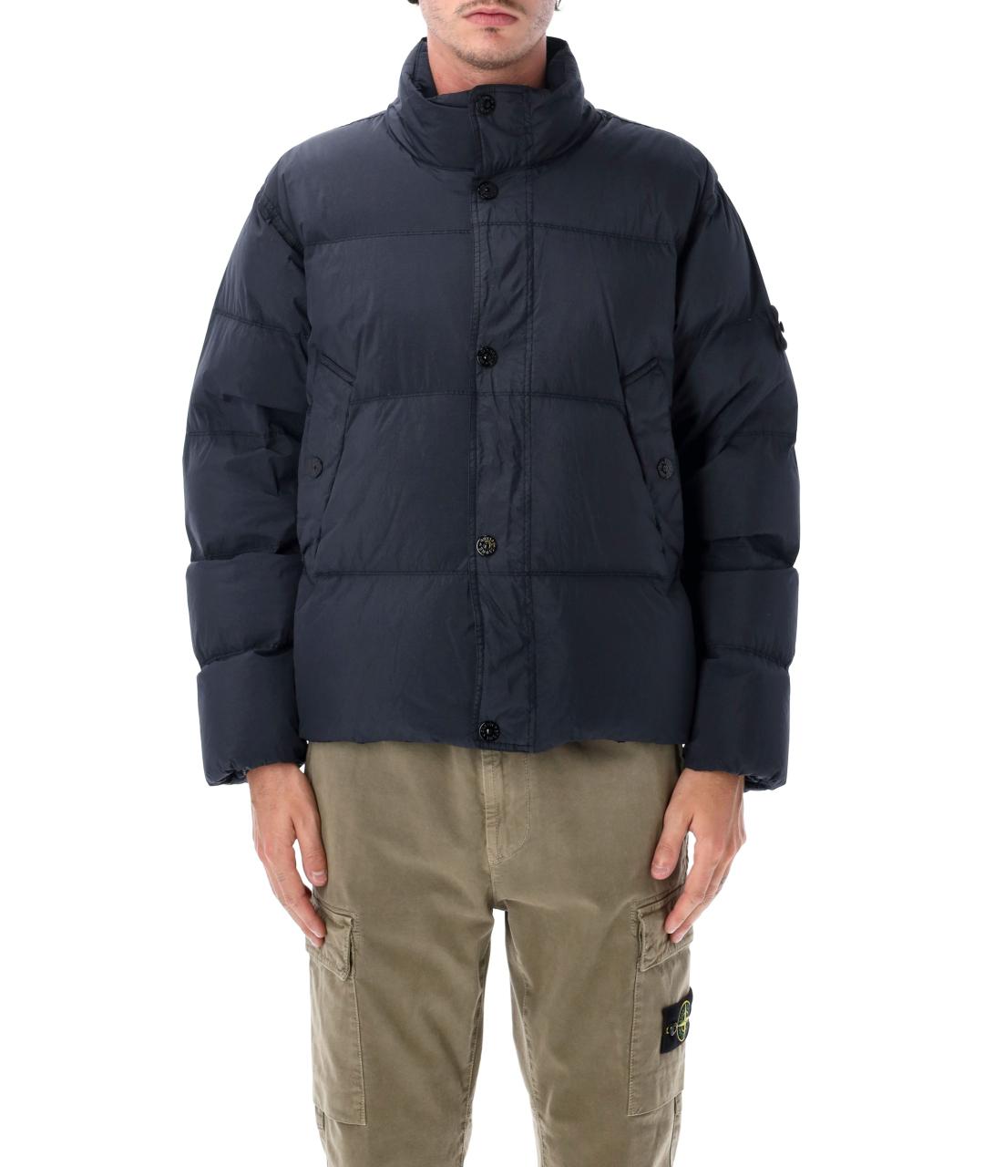STONE ISLAND Темно-синяя полиамидовая куртка, фото 1