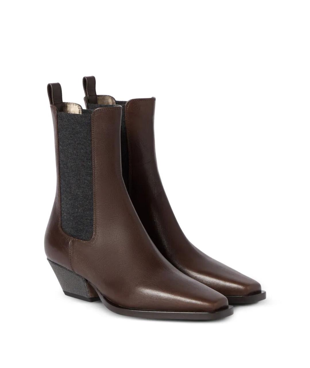 BRUNELLO CUCINELLI Коричневые кожаные ботинки, фото 4