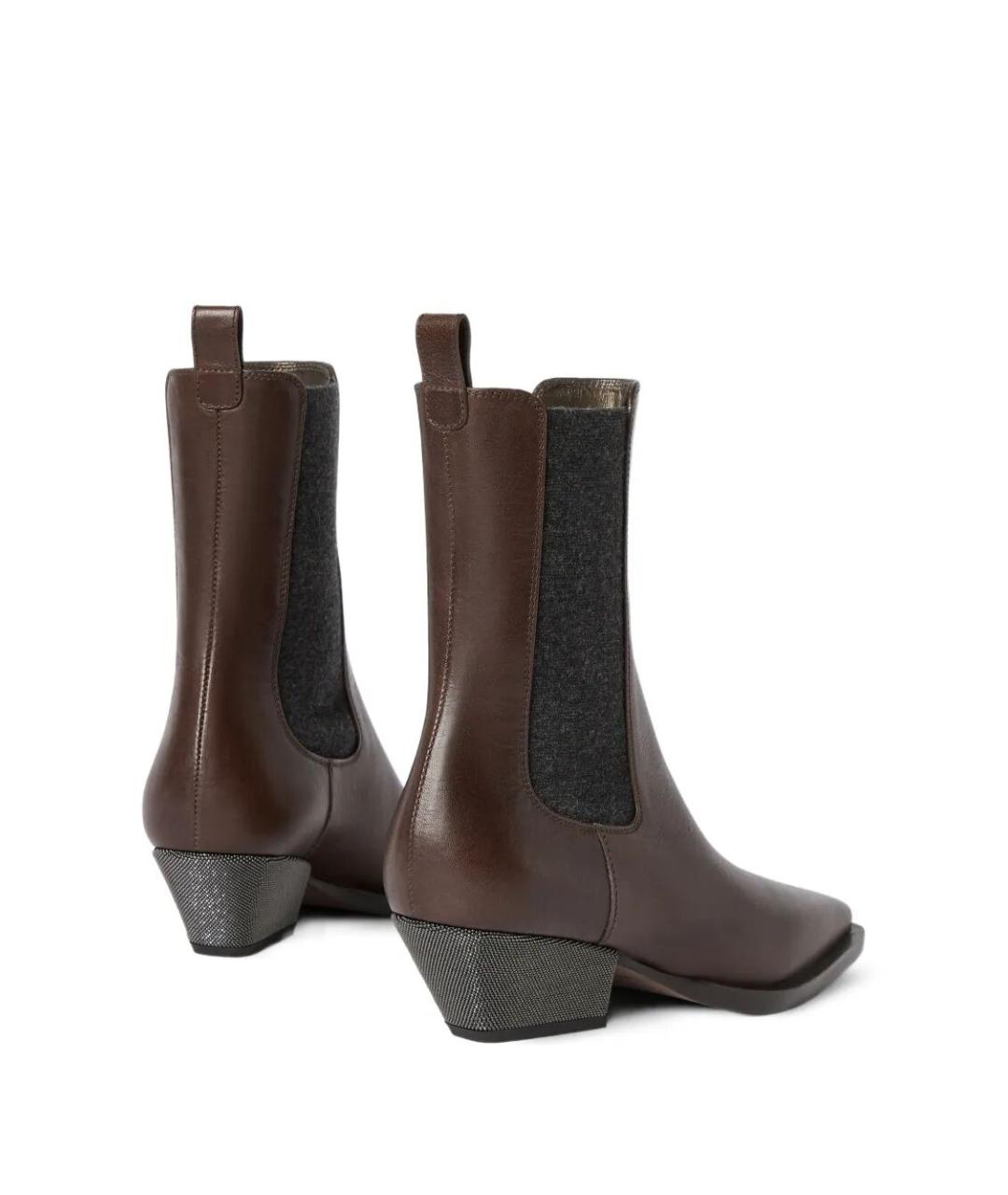 BRUNELLO CUCINELLI Коричневые кожаные ботинки, фото 3