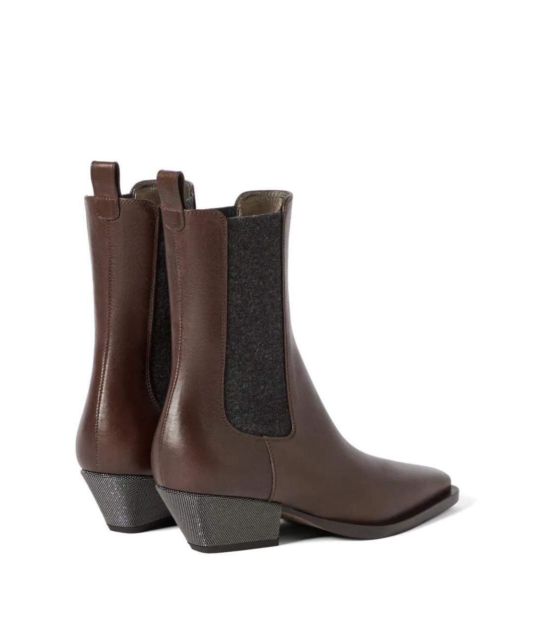 BRUNELLO CUCINELLI Коричневые кожаные ботинки, фото 2