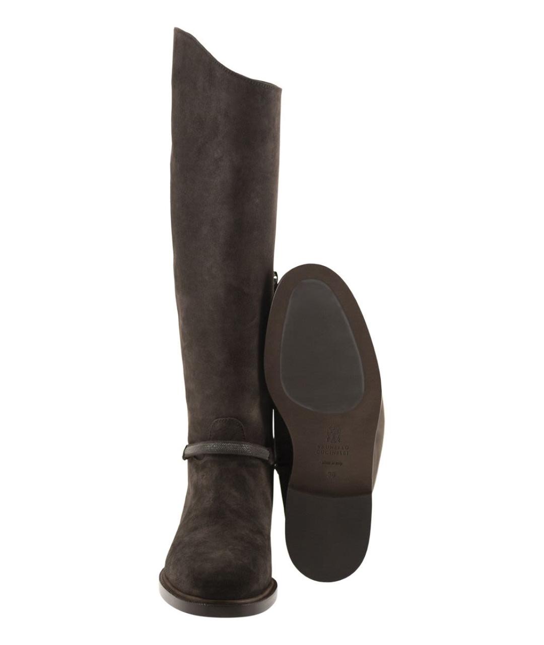 BRUNELLO CUCINELLI Коричневые кожаные сапоги, фото 5