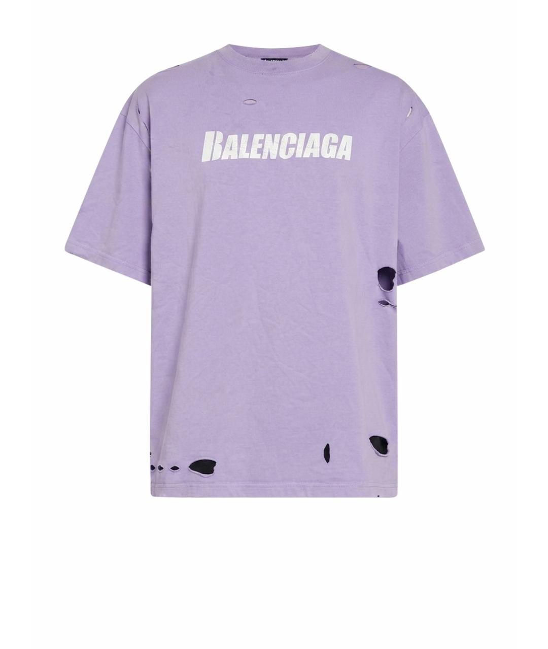 BALENCIAGA Фиолетовая хлопковая футболка, фото 1