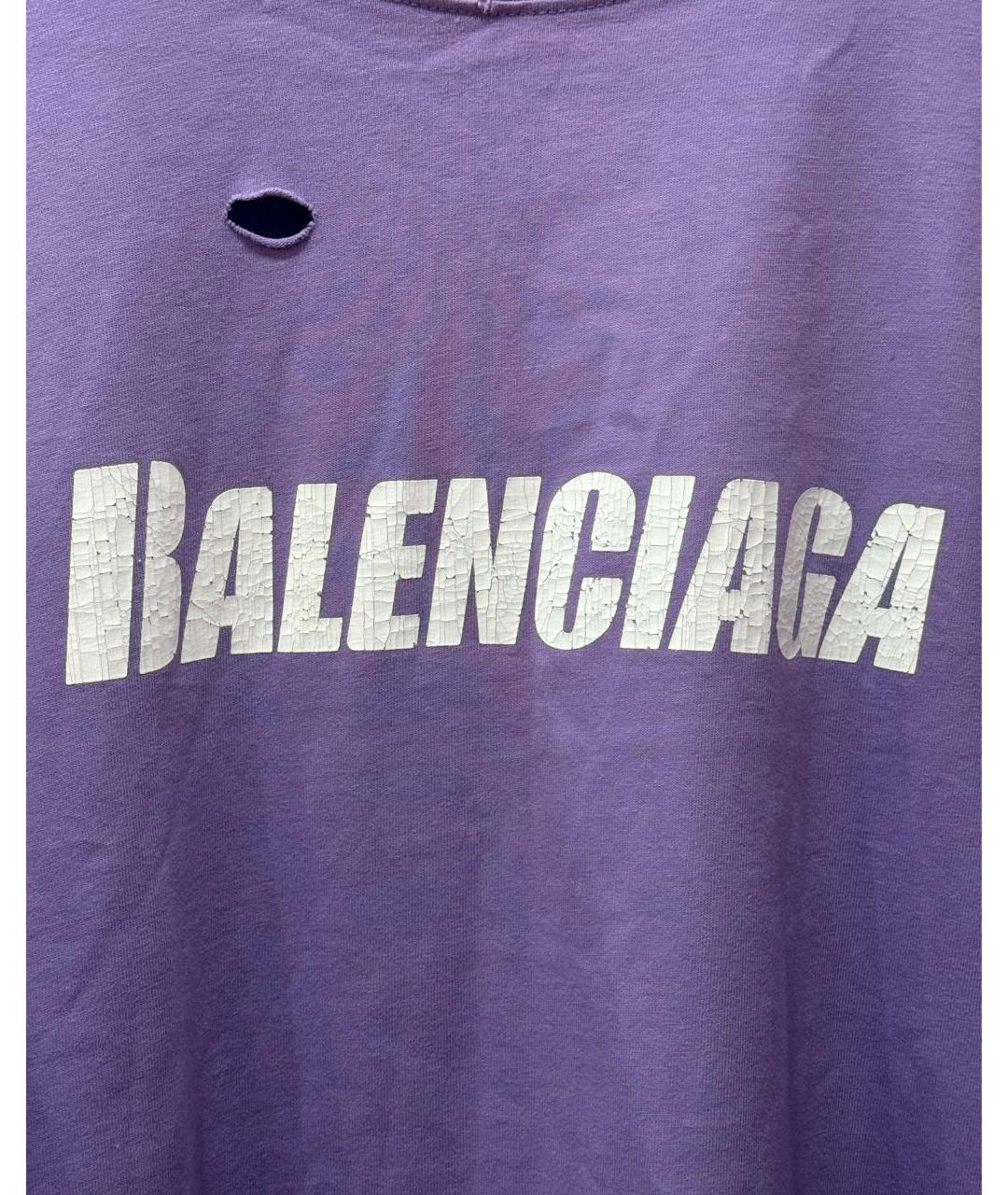 BALENCIAGA Фиолетовая хлопковая футболка, фото 3