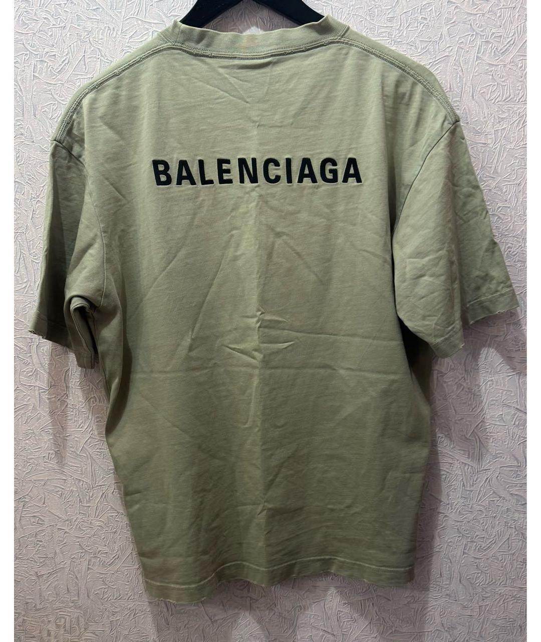 BALENCIAGA Бежевая хлопковая футболка, фото 2