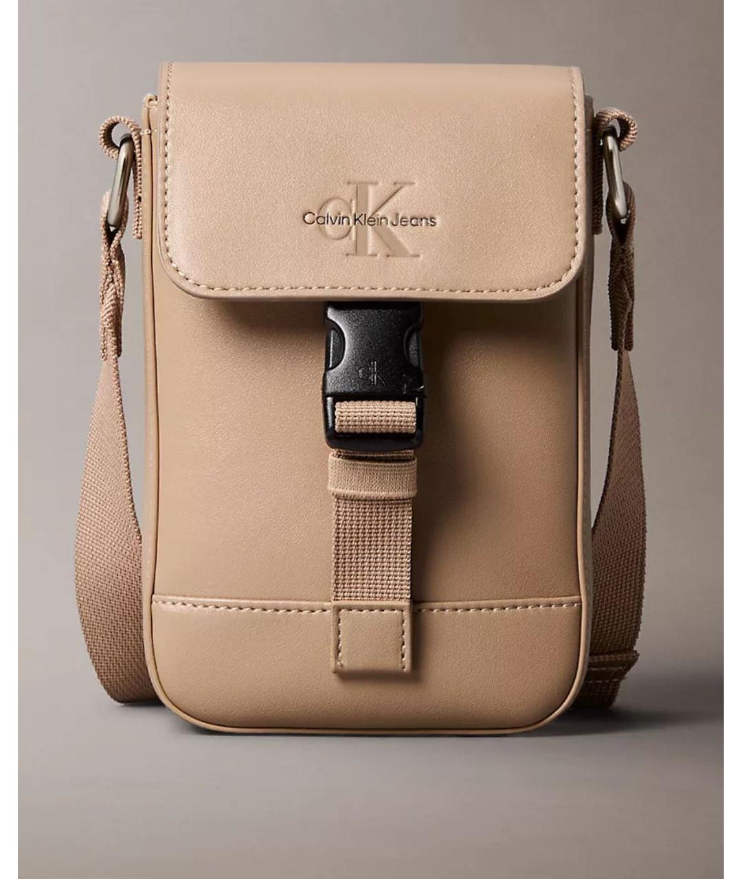 CALVIN KLEIN Бежевая сумка на плечо из искусственной кожи, фото 8