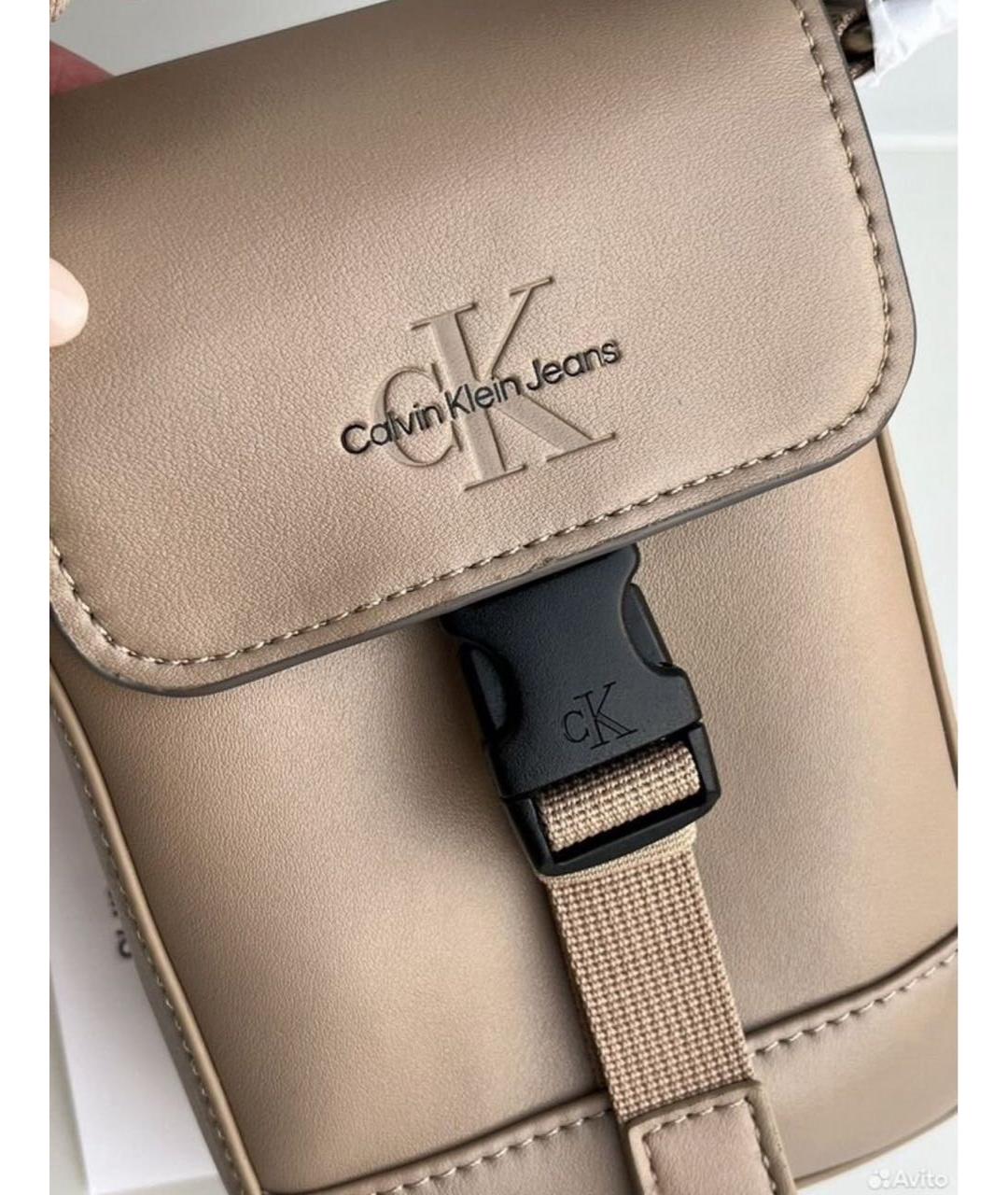 CALVIN KLEIN Бежевая сумка на плечо из искусственной кожи, фото 5