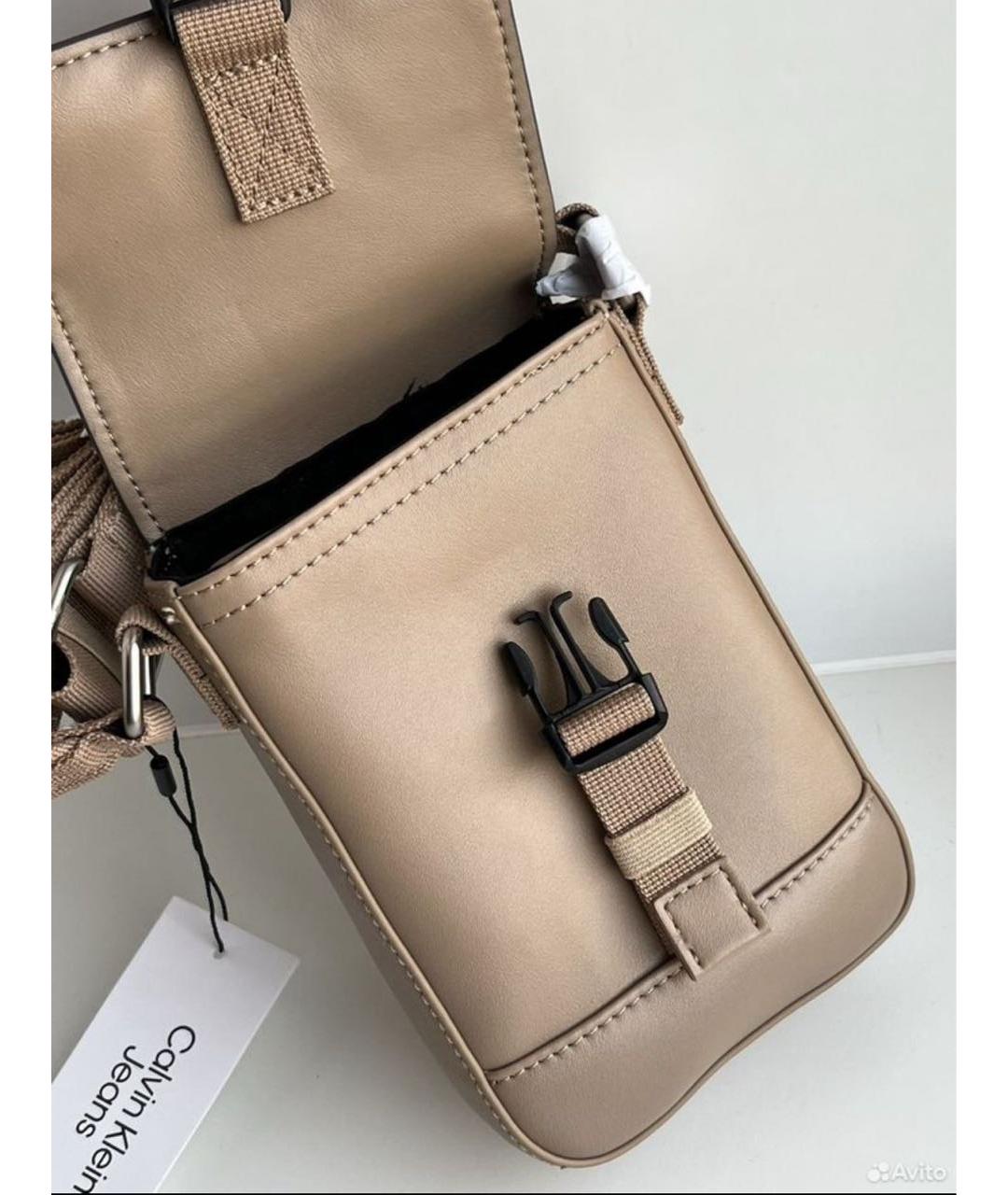 CALVIN KLEIN Бежевая сумка на плечо из искусственной кожи, фото 7