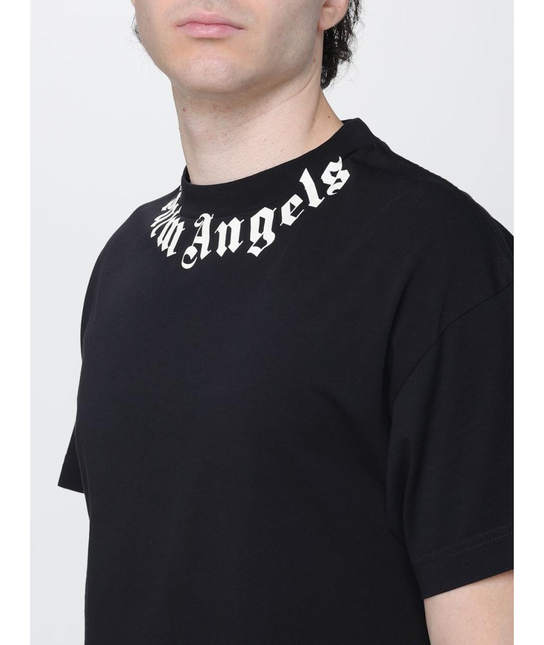 PALM ANGELS Черная хлопковая футболка, фото 4